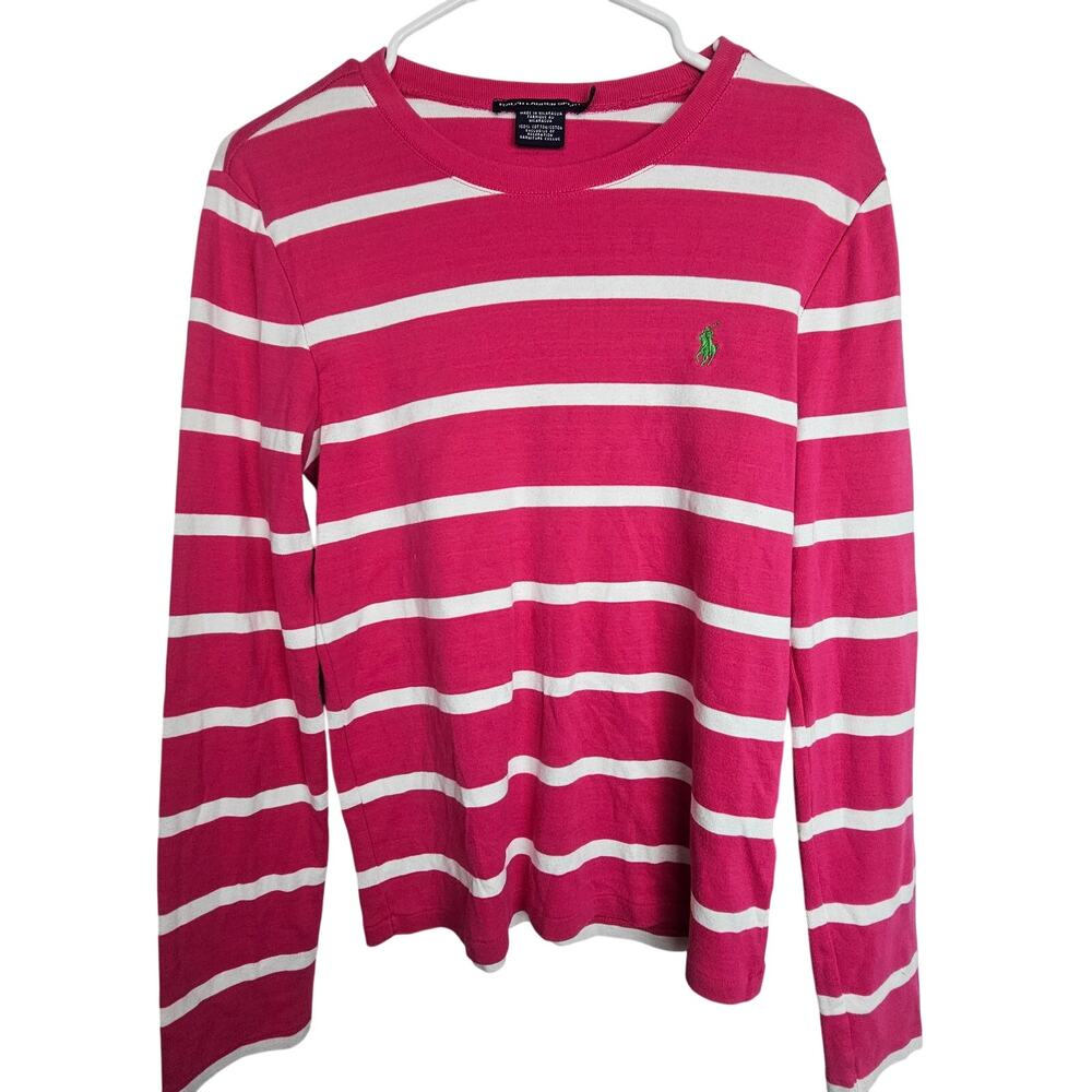 Ralph Lauren Sport Womens Striped Shirt Sz XL Embroidered Logo Classic Preppy